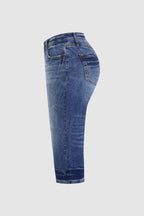 Wash Mid Rise Straight Leg Capri Jeans