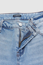 Wash Stretchy Mid Waist Straight Leg Jeans