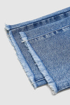 Raw Hem Ripped Mid Rise Straight Leg Crop Jeans