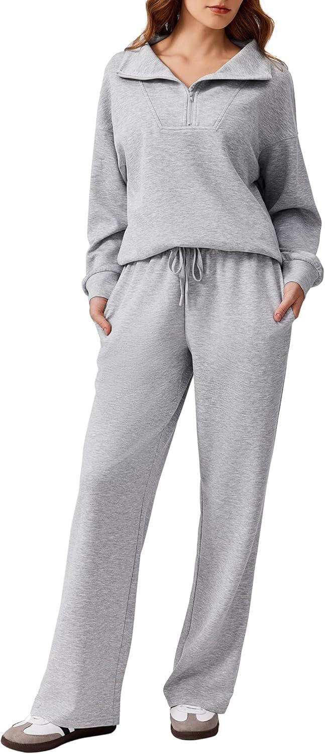 🎄 CHRISTMAS PROMOTION—2 Piece Sets for Women 2025 Winter Outfits Sweatsuit | Oversized Sweatshirt & Wide Leg Sweatpants | Matching Set Tracksuit