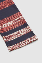 Striped Patch Pocket Notched Neck Long Sleeve T-Shirt