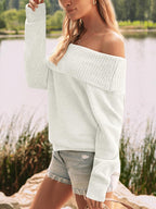 Womens Off The Shoulder Sweater Oversized Batwing Sleeve Loose Pullover Sweaters Tops
