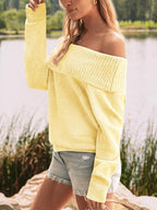 Womens Off The Shoulder Sweater Oversized Batwing Sleeve Loose Pullover Sweaters Tops