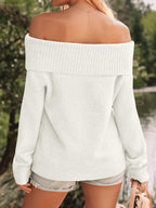 Womens Off The Shoulder Sweater Oversized Batwing Sleeve Loose Pullover Sweaters Tops