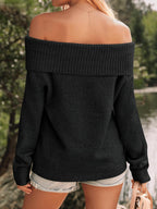 Womens Off The Shoulder Sweater Oversized Batwing Sleeve Loose Pullover Sweaters Tops