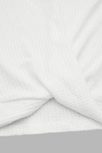 Solid Waffle Knit Wrap V Neck Long Sleeve T-Shirt