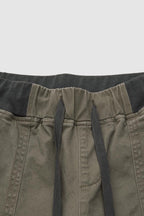 Solid Seam Detail Drawstring Mid Rise Straight Leg Pants