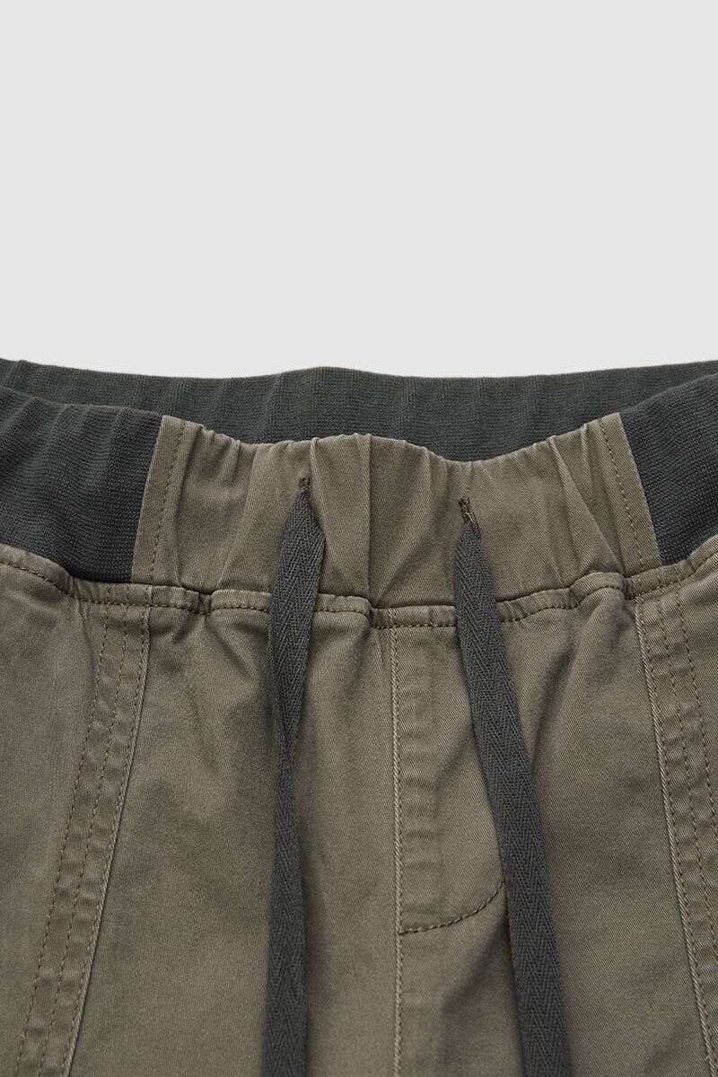 Solid Seam Detail Drawstring Mid Rise Straight Leg Pants