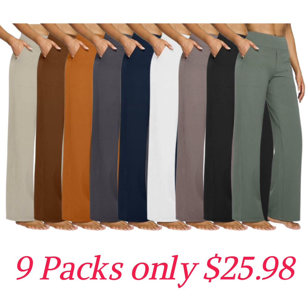 🎄Christmas Sale🔥Women’s High-Waist Wide Leg Pants – Business Casual Yoga Dress Pants with Pockets