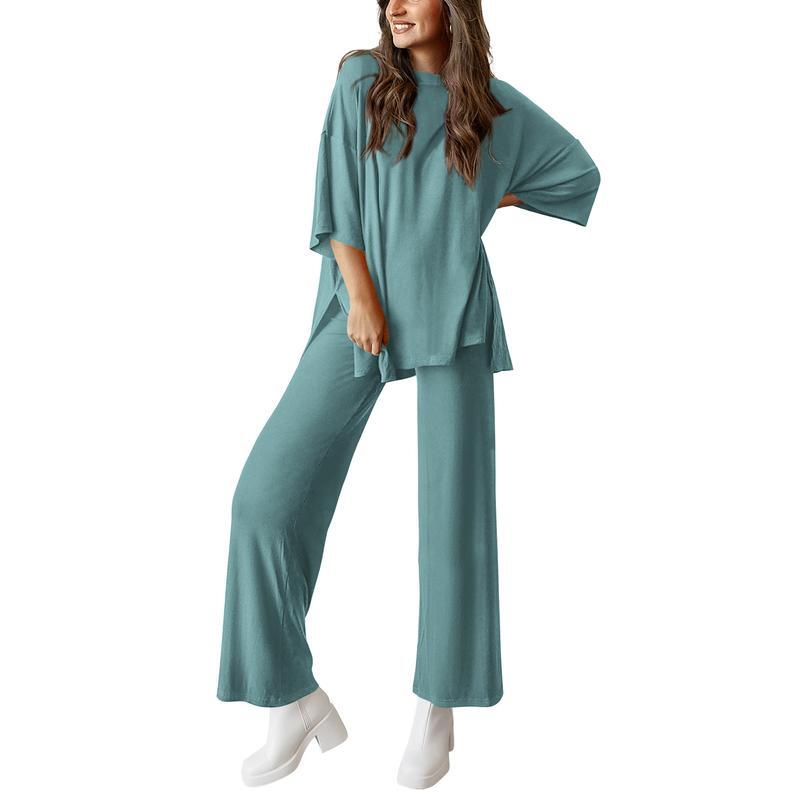 Women's Comfortable Pajamas, Two-Piece Home Wear, Wide-Leg Pants And Casual Soft Suits