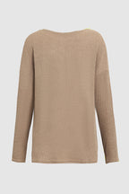 Solid Rib-Knit Half Button Long Sleeve T-Shirt