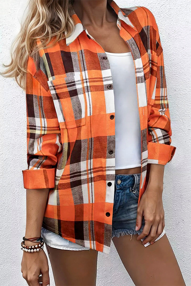 Plaid Pattern Patch Pocket Button Front Shirt