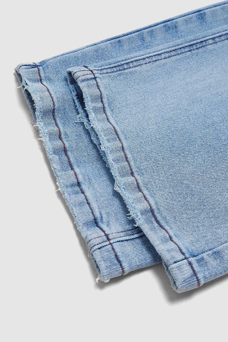 Wash Stretchy Mid Waist Straight Leg Jeans