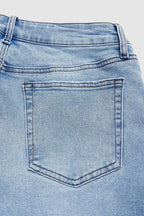 Wash Stretchy Mid Waist Straight Leg Jeans