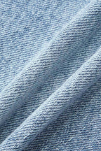 Split Raw Hem Mid Waist Denim Mid Thigh Shorts