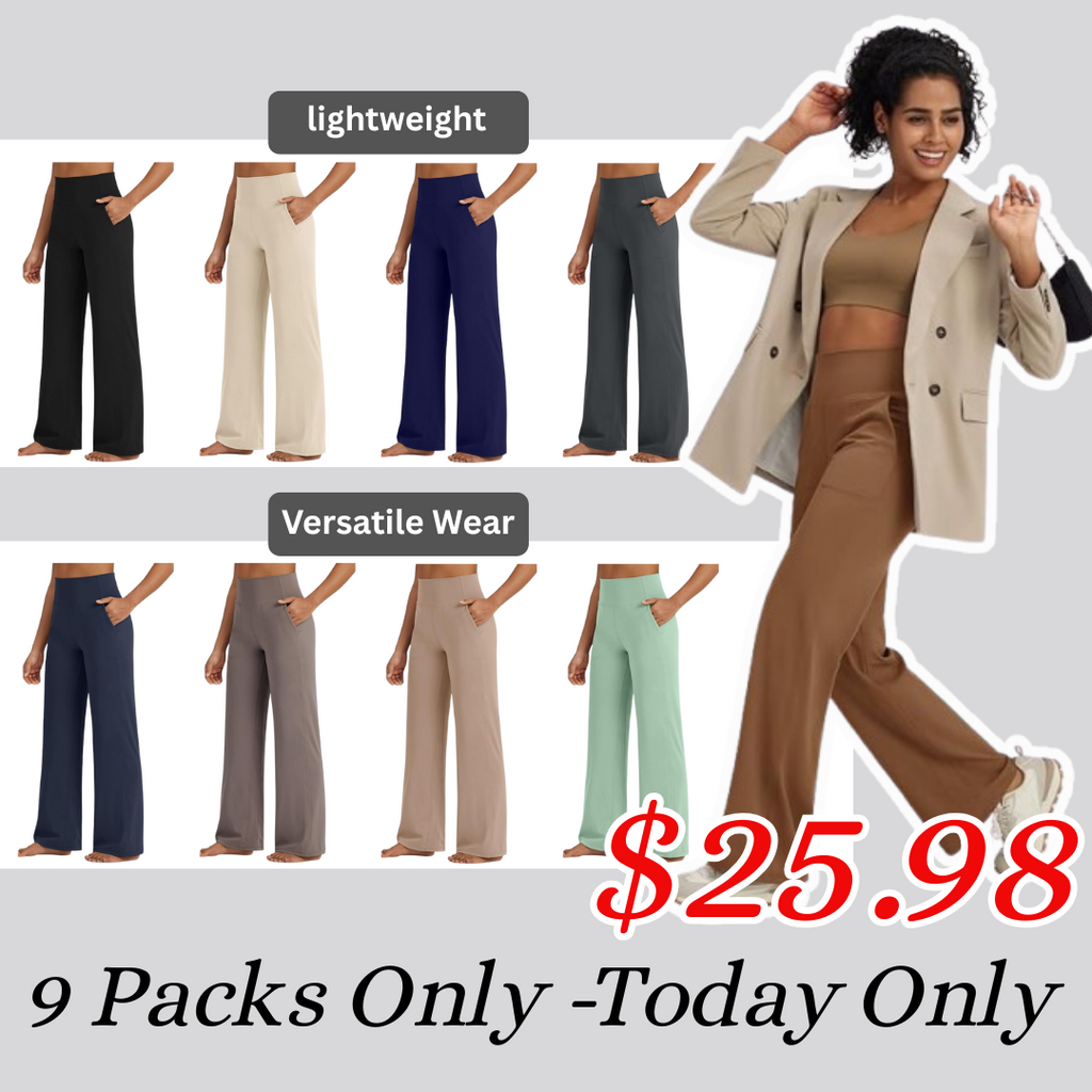 🎄Christmas Sale🔥 -High Stretch Yoga Pants Women Soft High Waisted Casual Wide Leg Pants with Pockets