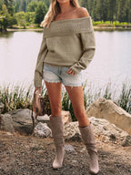 Womens Off The Shoulder Sweater Oversized Batwing Sleeve Loose Pullover Sweaters Tops