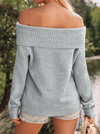 Womens Off The Shoulder Sweater Oversized Batwing Sleeve Loose Pullover Sweaters Tops