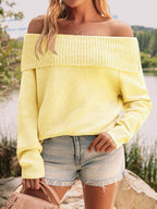 Womens Off The Shoulder Sweater Oversized Batwing Sleeve Loose Pullover Sweaters Tops