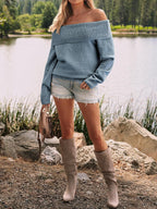 Womens Off The Shoulder Sweater Oversized Batwing Sleeve Loose Pullover Sweaters Tops