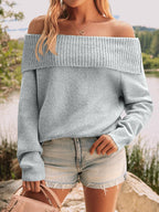Womens Off The Shoulder Sweater Oversized Batwing Sleeve Loose Pullover Sweaters Tops