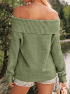 Womens Off The Shoulder Sweater Oversized Batwing Sleeve Loose Pullover Sweaters Tops