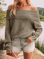 Womens Off The Shoulder Sweater Oversized Batwing Sleeve Loose Pullover Sweaters Tops
