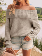 Womens Off The Shoulder Sweater Oversized Batwing Sleeve Loose Pullover Sweaters Tops