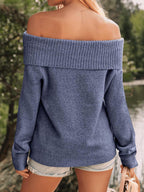Womens Off The Shoulder Sweater Oversized Batwing Sleeve Loose Pullover Sweaters Tops