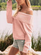 Womens Off The Shoulder Sweater Oversized Batwing Sleeve Loose Pullover Sweaters Tops