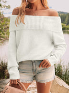 Womens Off The Shoulder Sweater Oversized Batwing Sleeve Loose Pullover Sweaters Tops