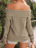 Womens Off The Shoulder Sweater Oversized Batwing Sleeve Loose Pullover Sweaters Tops