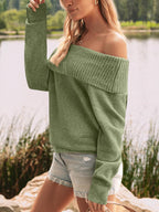 Womens Off The Shoulder Sweater Oversized Batwing Sleeve Loose Pullover Sweaters Tops