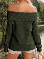 Womens Off The Shoulder Sweater Oversized Batwing Sleeve Loose Pullover Sweaters Tops