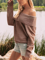 Womens Off The Shoulder Sweater Oversized Batwing Sleeve Loose Pullover Sweaters Tops