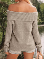 Womens Off The Shoulder Sweater Oversized Batwing Sleeve Loose Pullover Sweaters Tops