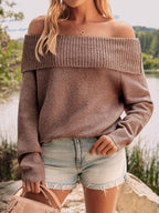 Womens Off The Shoulder Sweater Oversized Batwing Sleeve Loose Pullover Sweaters Tops