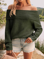Womens Off The Shoulder Sweater Oversized Batwing Sleeve Loose Pullover Sweaters Tops