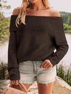 Womens Off The Shoulder Sweater Oversized Batwing Sleeve Loose Pullover Sweaters Tops