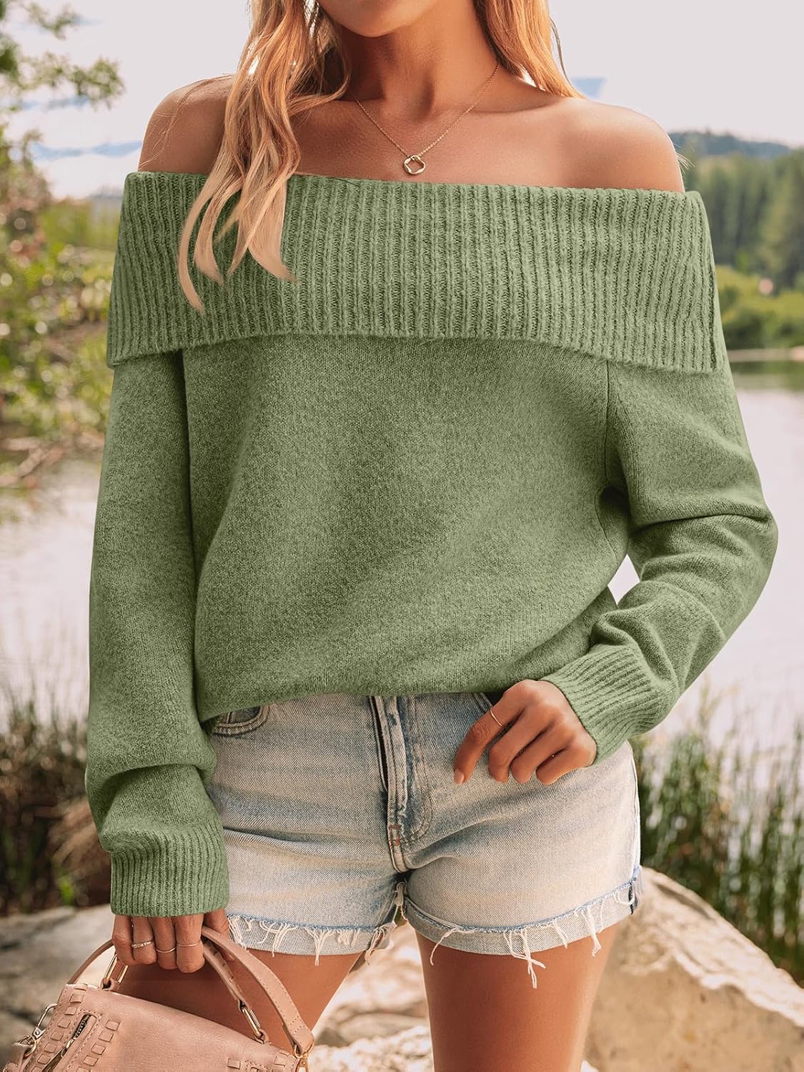 Womens Off The Shoulder Sweater Oversized Batwing Sleeve Loose Pullover Sweaters Tops