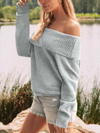 Womens Off The Shoulder Sweater Oversized Batwing Sleeve Loose Pullover Sweaters Tops