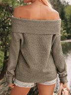 Womens Off The Shoulder Sweater Oversized Batwing Sleeve Loose Pullover Sweaters Tops