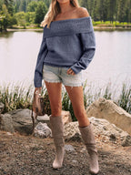 Womens Off The Shoulder Sweater Oversized Batwing Sleeve Loose Pullover Sweaters Tops