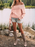 Womens Off The Shoulder Sweater Oversized Batwing Sleeve Loose Pullover Sweaters Tops