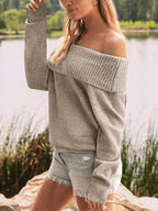 Womens Off The Shoulder Sweater Oversized Batwing Sleeve Loose Pullover Sweaters Tops