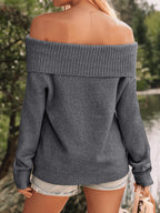 Womens Off The Shoulder Sweater Oversized Batwing Sleeve Loose Pullover Sweaters Tops