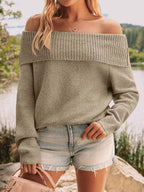 Womens Off The Shoulder Sweater Oversized Batwing Sleeve Loose Pullover Sweaters Tops