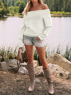 Womens Off The Shoulder Sweater Oversized Batwing Sleeve Loose Pullover Sweaters Tops