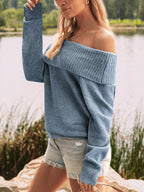 Womens Off The Shoulder Sweater Oversized Batwing Sleeve Loose Pullover Sweaters Tops