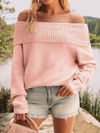 Womens Off The Shoulder Sweater Oversized Batwing Sleeve Loose Pullover Sweaters Tops
